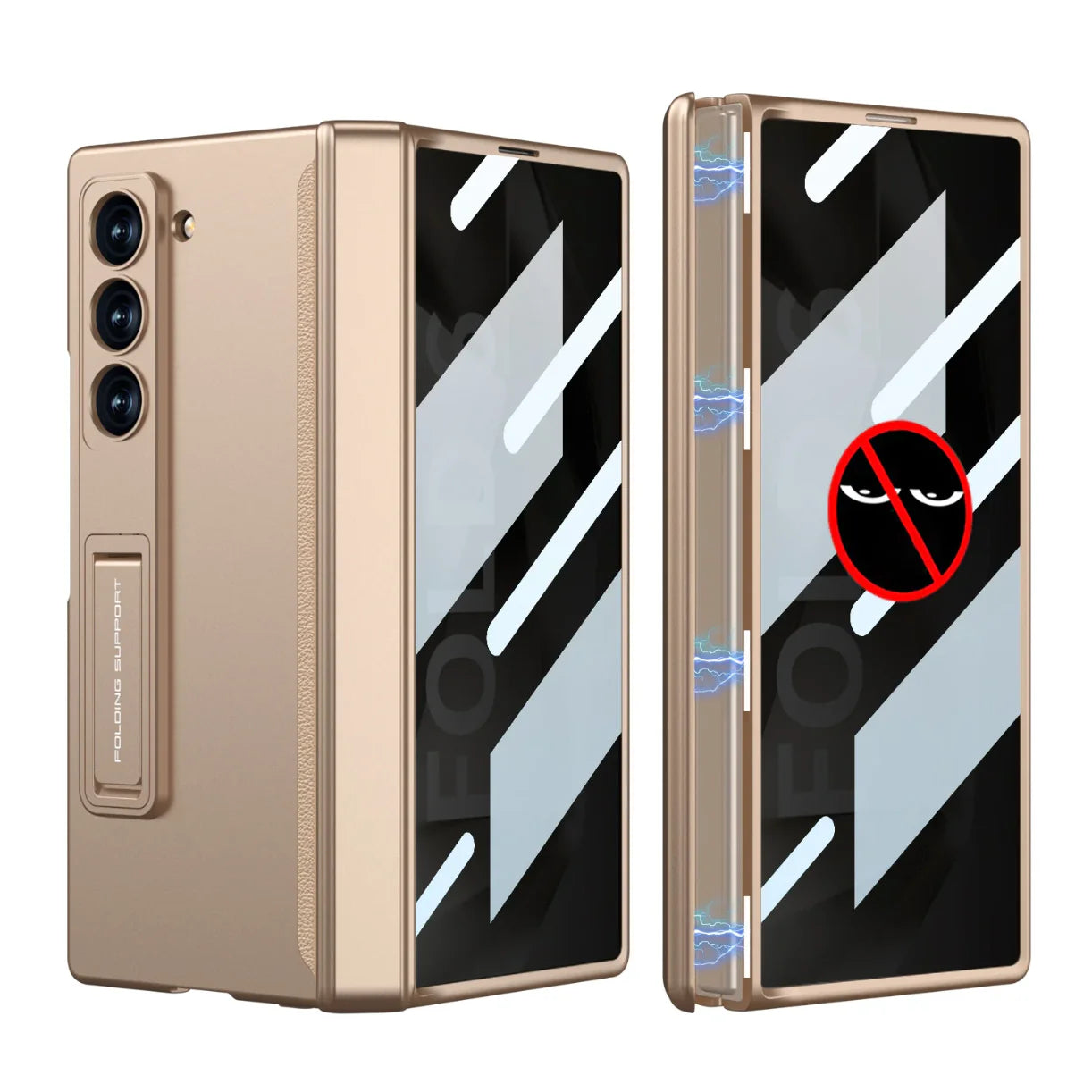 Magnetic Hinge Hidden Bracket Case with Back Screen Protector for Galaxy Z Fold Series - All-Inclusive Protection