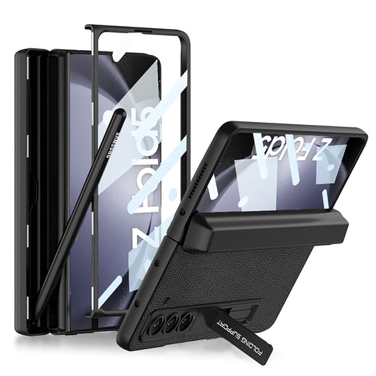 Magnetic Hinge Pen Box Protective Leather Phone Case With Back Screen Glass For Samsung Galaxy Z Fold 5/4/3 5G