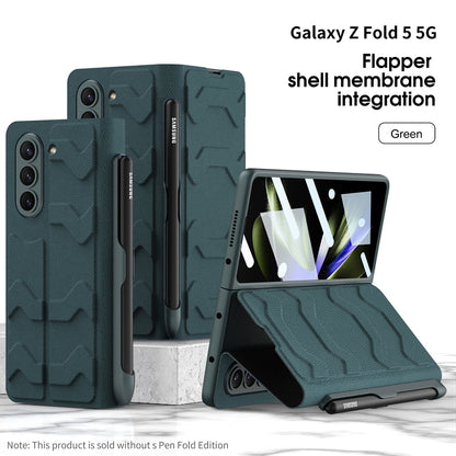 Leather Pen Holder Armor Phone Case With Back Screen Protector For Samsung Galaxy Z Fold 5/4/3 5G