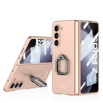 Luxury All-inclusive Ring Holder Phone Case With Back Screen Protector For Samsung Galaxy Z Fold 5