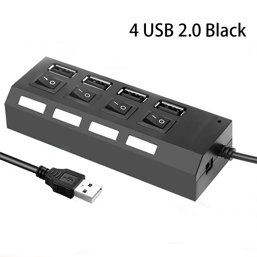 USB 2.0 Hub with Switch – 4/7 Port Multi USB Expander, Powered USB Splitter Hub for Computer Accessories