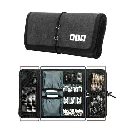 Electronic Organizer Cord Pouch – Travel Cable & Charger Accessories Bag Roll-Up Tech Case for USB Cables