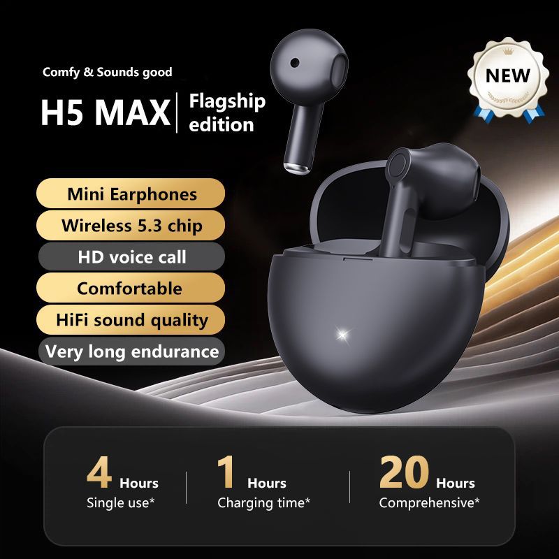 H5 TWS Bluetooth Earphones – Wireless In-Ear Noise Reduction Earbuds with Dual Mic for Calls, Hands-Free for Xiaomi