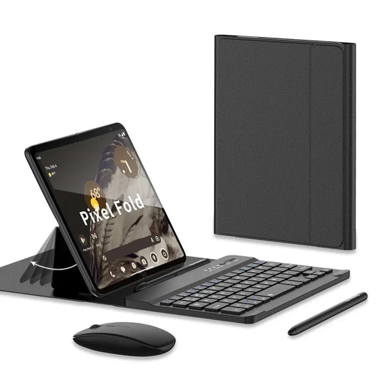 Luxury Bluetooth Wireless Keyboard Stand Case for Google Pixel Fold - Fold Case