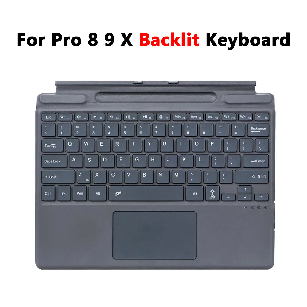 Backlit Keyboard with Trackpad for Microsoft Surface Pro 3-9 and Surface Pro X – Multilingual Support (Arabic, Spanish, Korean, Hebrew, Russian, Portuguese)